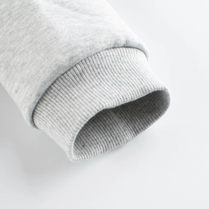 Kids loose color-block fleece sweatshirt featuring elastic ribbed cuffs in light grey