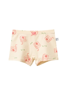 Girls cotton boxer briefs with cute strawberry juice prints and a pink bow detail