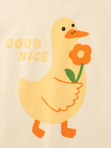 Toddler cotton T-shirt featuring a cute yellow duck and Good Nice graphic print