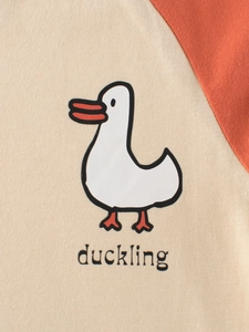 T-shirt manches longues pour enfants avec imprimé caneton et design en blocs de couleurs