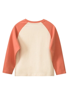 T-shirt raglan à manches longues pour enfants en beige et corail pour le printemps