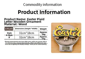Size and weight specifications for yellow plaid Easter wooden alphabet hanging signs