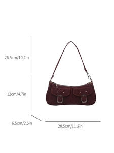 Vintage burgunderrote Baguette-Tasche mit zwei Vordertaschen und Schultergurt