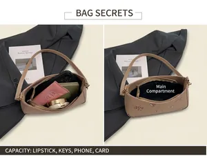 Internal view of khaki square bag with cherry print showing large storage capacity
