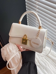 Borsa a Tracolla da Donna in Pelle PU Piccola Borsa a Mano Quadrata Con Serratura in Metallo Oro Stile Urbano