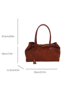 Grand sac cabas en suédine marron avec dimensions, idéal pour le style quotidien