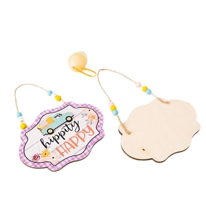 Easter cloud wood plaque with hippity HAPPY text, truck print and colorful beads decor