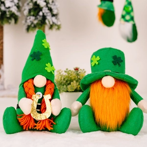 St Patrick's Day Gnomes Lucky Shamrock Irish Plush Gnome Decoration Green Orange Beard Clover Desktop Ornament Home Decor
