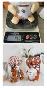 Detailed view showing the 147g weight and home decor styling of the coffee gnome plush dolls