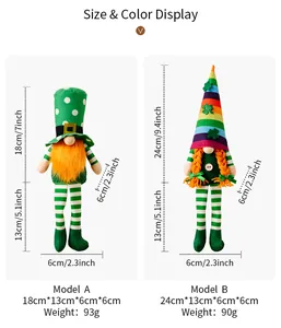 Tableau des tailles détaillé pour les gnomes de la Saint-Patrick avec motifs arc-en-ciel