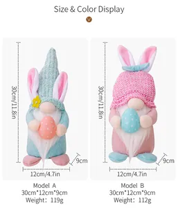 Tabella delle taglie dettagliata per gnomi pasquali luminosi con orecchie e uova