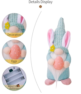 Dettagli dello gnomo di Pasqua luminoso con uovo e vano per 3 batterie tipo AAA