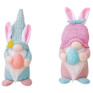Set di gnomi pasquali luminosi con orecchie di coniglio e uova colorate decor