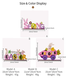 Detailed dimensions and weight specifications for Easter wooden bunny table decorations