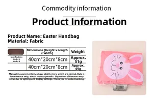 Detailed view of pink fabric Easter tote bag showing bunny design on digital scale