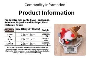 Product dimensions and weight specifications for these Christmas gnome plush ornaments