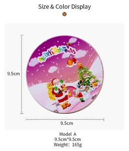 Detailed view of Merry Christmas tin box with snowman pattern and 9.5cm size dimensions