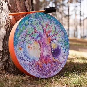 Handmade Shaman Drum Tree Of Life Pattern Musical Instrument For Meditation Home Decor Love Tree Drum With Drumstick
