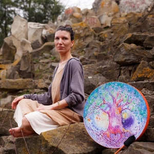 Love Tree shaman drum with life tree pattern and mallet for meditation and healing