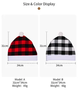 Size chart for Buffalo Plaid Christmas car seat headrest covers in red and white colors
