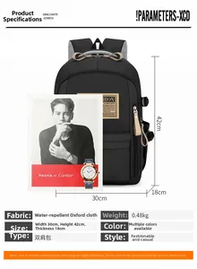 Waterproof Oxford cloth backpack size specifications showing 30x42x18cm dimensions