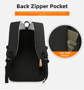Detailed back view of backpack featuring a hidden anti-theft zipper pocket and mesh straps
