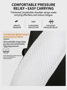 Detail of thickened honeycomb mesh straps for pressure relief and breathability on backpack