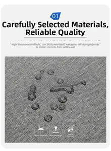 Close-up of waterproof high-density Oxford cloth fabric with water droplets on the surface