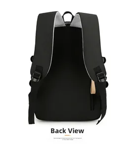 Ergonomic back view of a black backpack with breathable mesh straps and anti-theft pocket