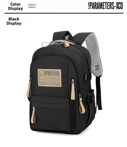 Detail of waterproof black nylon backpack with breathable mesh straps and side buckles