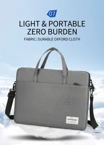Lightweight grey oxford fabric laptop bag with white feathers on blue sky background