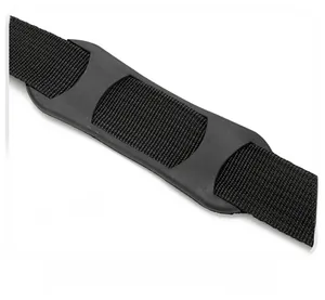 Detail of thickened shoulder pad with nylon webbing for comfortable laptop bag carrying