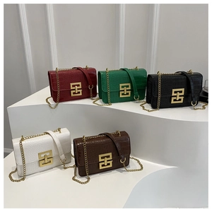 Collection of crocodile pattern flap crossbody bags with chain straps in five colors