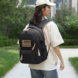 Large Capacity Oxford Cloth Backpack For School College Students Solid Color Load Reducing Casual Travel Daypack With Laptop Compartment