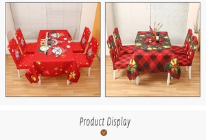 Set tovaglia di Natale e coprisedia elastico rosso a quadri decorazione natalizia per la casa