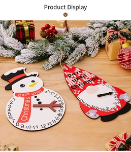 Wooden Christmas countdown calendar tags featuring Santa and snowman with moving hands