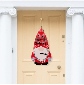 Christmas gnome wooden advent calendar with 24-day countdown hanging on a door