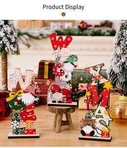 Festive Christmas wooden tabletop signs with Noel Welcome and Xmas gnome designs