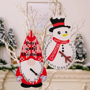 Christmas Advent Calendar Countdown Wooden Hanging Ornament Snowman Gnome Cartoon Pointer Holiday Home Decoration