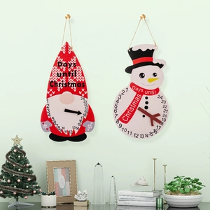 Wooden Christmas countdown calendar pendants featuring Santa gnome and snowman designs