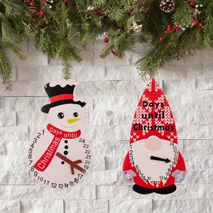 Christmas wooden countdown advent calendar set featuring festive snowman and gnome designs