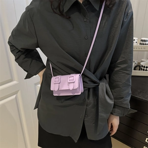 Chic purple mini crossbody messenger bag for women with stylish double buckle closure