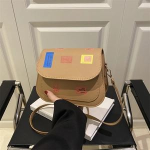 Women PU Leather Crossbody Bag Cute Cartoon Rabbit Patch Square Shoulder Bag For Student Commute School Girl Fashion Handbag