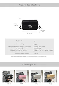 Fiche technique du petit sac carré en simili cuir brillant avec dimensions et coloris