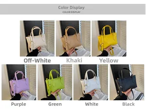 Color display of litchi texture bucket bags in seven candy colors with shoulder straps