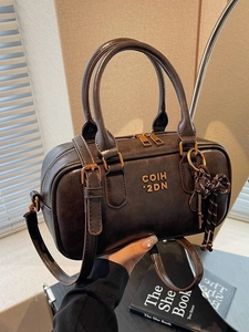 Retro PU Leather Boston Crossbody Bag For Women Vintage Handbag With Double Handles And Adjustable Shoulder Strap