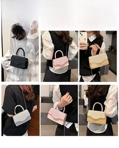 Glitter flap handbag with metal chain strap shown in handbag, shoulder and crossbody styles
