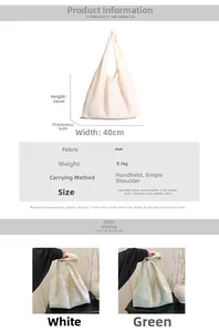Spécifications de taille et poids pour sacs fourre-tout en toile brodés de fleurs