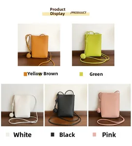 Collage of minimalist pebbled leather crossbody bags in five stylish macaron colors