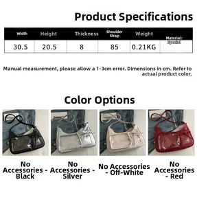 Detailed size specifications and color variants of the plush crossbody shoulder bag